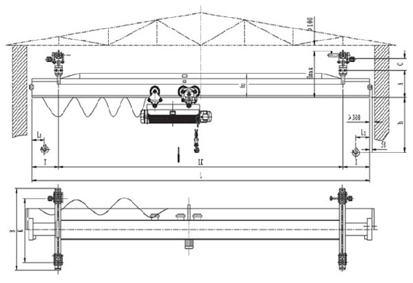 electric single girder crane sketch
