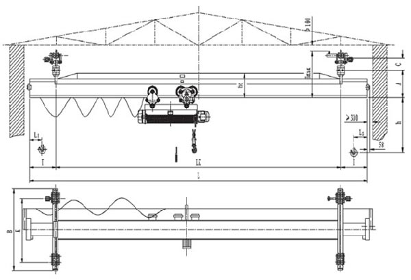 sketch of motor-driven single beam overhead crane