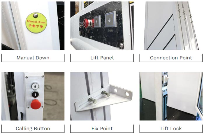 parts details of hydraulic lift for disabled people